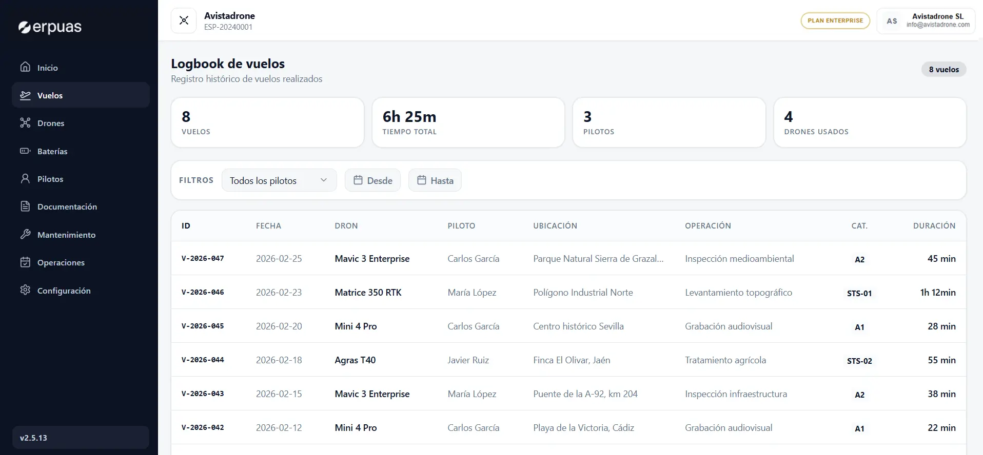 erp uas logbook de vuelo